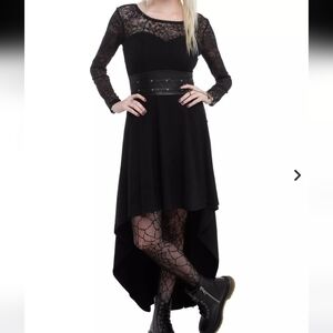 Royal Bones By Tripp Black Lace Long Sleeve Hi-Lo Dress Sz.S
